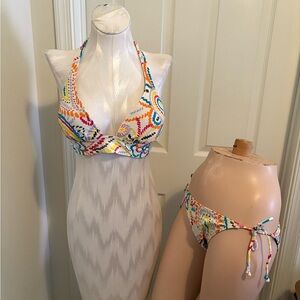 Victoria’s Secret Colorful Halter Bikini Set top M, bottom Small $98
